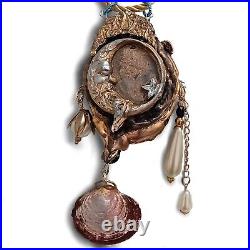 Art deco nouveau jewelry necklace retro style pendant luxury shell woman moon by