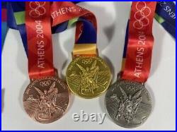 Athens 2004 Olympic Medals Set (Gold/Silver/Bronze) with Ribbons Exact Replica