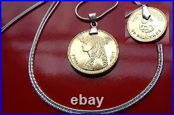 Beautiful Bronze Egyptian Cleopatra Coin Pendant on a 30 925 Silver Snake Chain