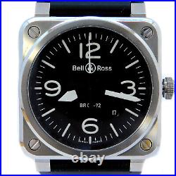 Bell & Ross Aviation S. Steel BR03-92 Rubber Automatic Men Watch #10 Rise-on