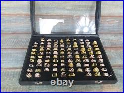 Bindle Of 96 Mens Costume Gold Silver Bronze Cignet Rings Variety Of Sizes