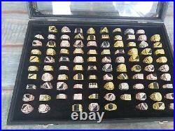Bindle Of 96 Mens Costume Gold Silver Bronze Cignet Rings Variety Of Sizes