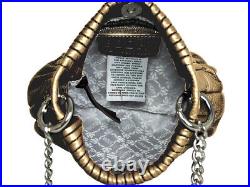 Bodhi Metallic Gold Bronze Chain Leather crossbody purse clutch Pleated Bag New