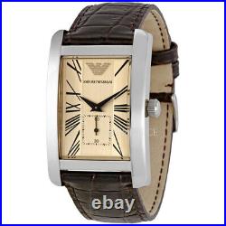 Brand New Emporio Armani AR0154 Classic Brown Leather Strap Quartz Men's Watch