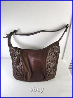 Brighton Nikki Masterpiece Embellished Leather Lace Hobo Shoulder Bag Bronze