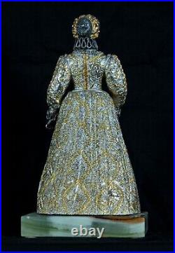 Bronze Figure Queen Elizabeth I gilded and silvered contemporary onyx base from