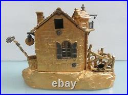 Bronze Inkwell Alphonse Ciroux Gold Gilded Silvered Stamp France 18th Farm House