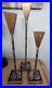 Brutalist signed brushed Brass or Bronze and silver metal Candle Sticks-(set3)