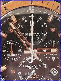 Bulova Icon Precisionist Chronograph Leather Strap Watch 97B188