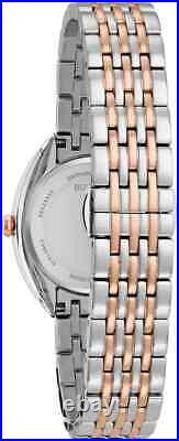 Bulova Women's Silver & Rose Gold Stainless Steel Brown Dial Watch 98R230