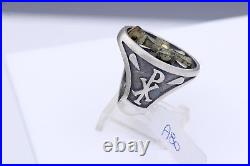 Byzantine Antique Cross Ring Sterling Silver & Gold Size 10 Hand Made In Italy