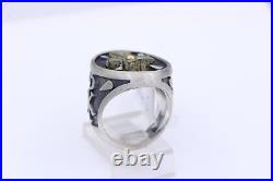 Byzantine Antique Cross Ring Sterling Silver & Gold Size 11 Hand Made In Italy