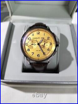 CERRUTI 1881 MUCCIANO MENS CIWGF22249 Watch WITH BROWN LEATHER STRAP BRAND NEW