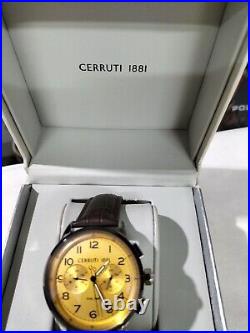 CERRUTI 1881 MUCCIANO MENS CIWGF22249 Watch WITH BROWN LEATHER STRAP BRAND NEW