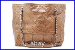CHANEL Chain Shoulder Bag Tote Bronze Crease Effect Quilted Leather Authentic