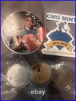CMG mint 2024 Happy New year Set. Silver, Gold Plated, And Bronze. All 1oz