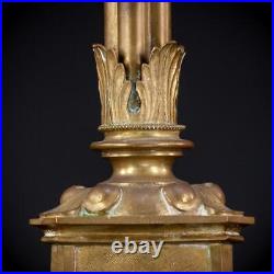 Candlesticks Pair Gothic French Antique Gilded Bronze Candle Holders 24.4