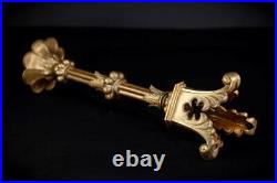 Candlesticks Pair Gothic French Antique Gilded Bronze Candle Holders 24.4