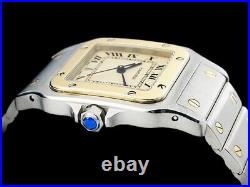 Cartier Santos Galbe LM W20011C4 YG Stainless Steel Off-White Quartz Men's Watch