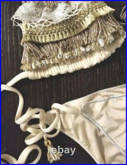 Chio DI Stefania Metalic- Gold Silver Bronze Fringe Bikini Size M $165