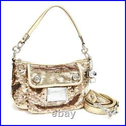 Coach 2WAY One Shoulder Bag Poppy Sequin Groovy 15381 Bronze Gold Sequin