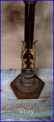 Couple Candlesticks Bronze Golden Hanging Crystal Metá Nineteenth Century