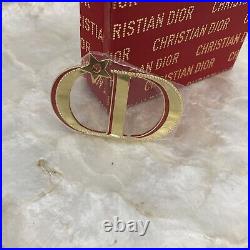 DIOR goodie Pin brooch Gold Finish Metal with star & Red Metal CD & GIFT BAG NEW