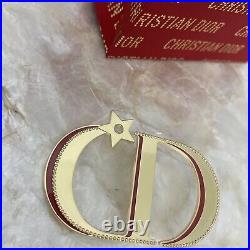 DIOR goodie Pin brooch Gold Finish Metal with star & Red Metal CD & GIFT BAG NEW