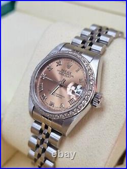 Datejust 26 Bronze roman dial Custom diamond bezel 1993 Box&Papers