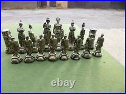 Depose Italy Bronzed Ancient Roman figure chess pieces + 4kg stone board