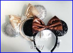 Disney Silver + Gold Castle & Belle of the Ball Bronze Minnie Ear Headband Set