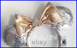 Disney Silver + Gold Castle & Belle of the Ball Bronze Minnie Ear Headband Set