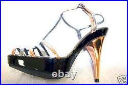 Dolce & Gabbana Bronze Silver Multi strap Mirror Effect Platform Shoes