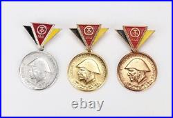 EAST GERMANY GDR DDR NVA Reservist set of 3 class bronze, silver and gold