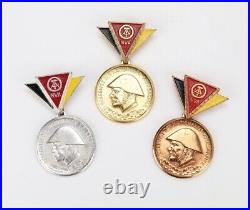 EAST GERMANY GDR DDR NVA Reservist set of 3 class bronze, silver and gold