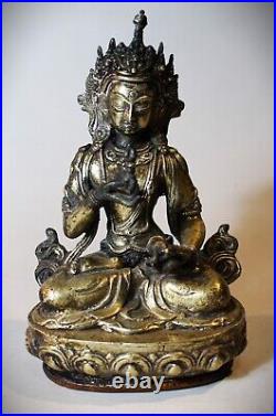 Fine Old Tibetan -Nepalese Gilded Bronze Vajrasattva Buddha (Ideal Guru) c. 1910