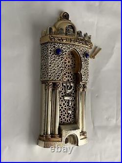 Frank Meisler Toledo Mezuzah Shadai Silver And Gold Plate With Scroll