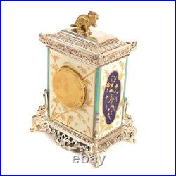 French Japonisme Aesthetic Silvered Bronze and Porcelain Clock