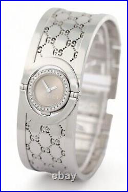 GUCCI TWIRL 112 Diamond x34 Bangle Steel Ladies Watch Bronze Dial 23mm £3000