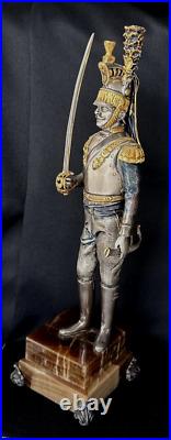 G. Vasari Gold Silver Plated Ltd Ed. 38/250 Bronze Officer with sword on Onyx