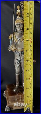 G. Vasari Gold Silver Plated Ltd Ed. 38/250 Bronze Officer with sword on Onyx