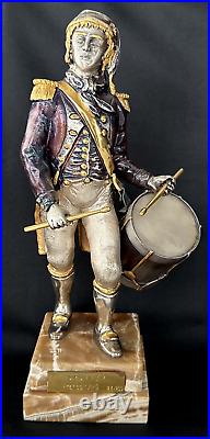 G. Vasari Silver Gold Plated Bronze Ltd Ed. 23/200 Sculpture Drummer France 1779