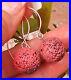 Genuine Coral Raw Candy Pink Earrings Hand-forged Bronze Silver Or Gold U Choose