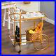 Gold/Silver Drinks Trolley Bar Wine Holder Glass Shelf Storage Rack Serving Cart