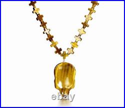 Gold Tiger Eye Carved Crystal Skull Pendant