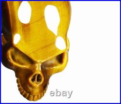 Gold Tiger Eye Carved Crystal Skull Pendant