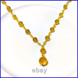 Golden Sun Necklace, Yellow amberr, Power stone, Luxury gemstone, human spirit
