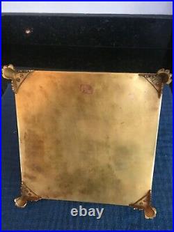 Gorgeous Antique Gilt Bronze & Cobalt Blue Enamel Jewelry Casket 9.2x9.2, MB231