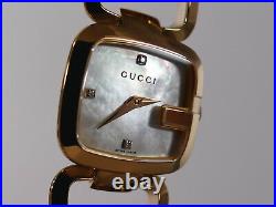 Gucci G 125.5 White Mother of Pearl Dial with 3 Diamonds Rose Gold PVD Boxed