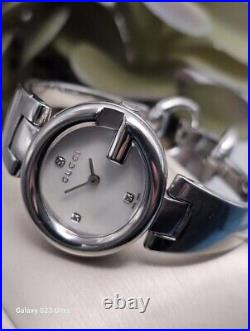 Gucci Guccissima 134.5 Silver Tone Mother of Pearl Diamond Dial Watch